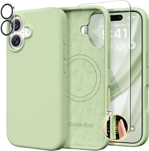 Miniatura 131 de GolbinBox Funda magnética para iPhone 17, compatible con MagSafe, cubierta de silicona integrada para control de cámara, funda de silicona líquida a