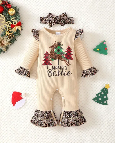 Miniatura 2 de Renotemy Ropa de bebé recién nacido, ropa de algodón y lino, monos sólidos con volantes, ropa de bebé para niña