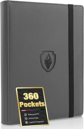 Miniatura 31 de Fabmaker - Carpeta de tarjetas prémium con 9 bolsillos para 360 tarjetas, carpeta de tarjetas coleccionables de poliuretano resistente, álbum