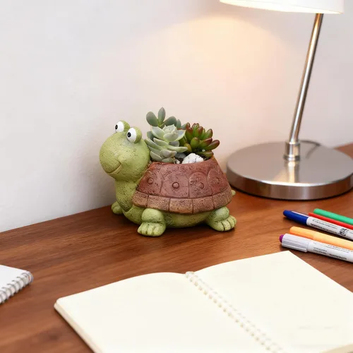 Miniatura 5 de Macetas de Suculentas de Tortuga Youfui - Maceta de Bonsái de Resina Hecha a Mano con Agujero de Drenaje, Maceta Mini para Suculentas, Decoración