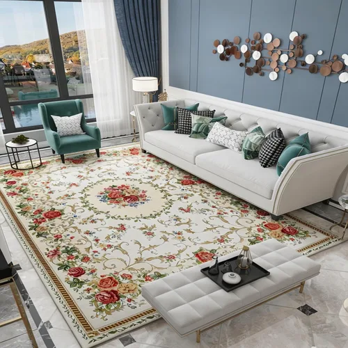 Miniatura 74 de Ukeler - Alfombra rústica con diseño floral para sala, dormitorio, comedor, Country rústico, Azul (luxury blue)