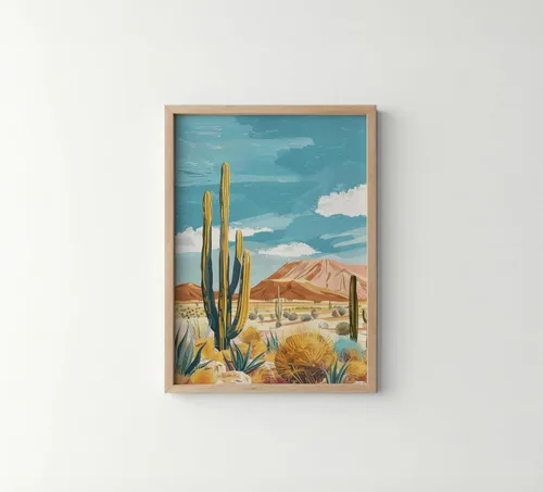 Miniatura 20 de Póster de paisaje, arte de pared retro vintage, galería de pintura de la naturaleza 22 (montañas Ades, 11 x 14 pulgadas, marco negro)