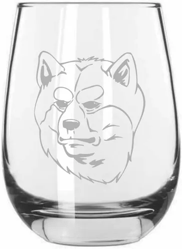 Miniatura 178 de Sakhalin Husky Dog - Copa de vino grabada personalizada de 15.25 onzas sin tallo