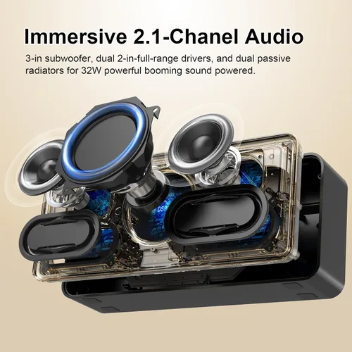 Miniatura 2 de DOSS SoundBox XL altavoces inalámbricos, sistema de altavoces para hogar inalámbricos, doble conductor con subwoofer de 12W, sonido HD de 20W, bajo