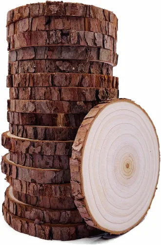 20 tablas de madera natural sin terminar de 3.5 a 4 pulgadas; piezas de madera artesanal en círculos; adornos de Navidad rústicos, decoración de