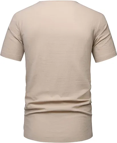 Miniatura 7 de Button Pocket Shirt Blouses for Men Stand Up Collar Solid T-Shirt Tees Short Sleeve Elegant Pullover Tops Streetwear