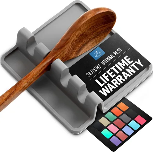 Miniatura 24 de Zulay - Soporte extragrande de silicona con bandeja antigoteo para múltiples utensilios de cocina, reposacucharas resistente al calor y sin BPA