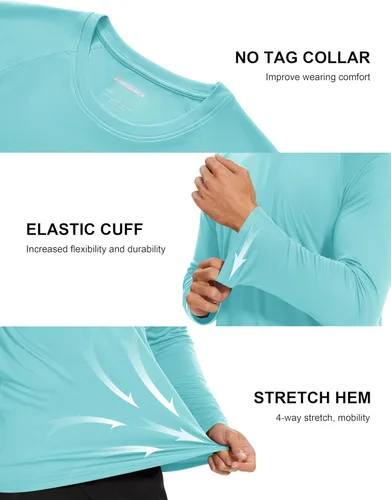 Miniatura 74 de MAGCOMSEN Camisas de manga larga para hombre, protección solar UPF 50+, camisetas atléticas para senderismo, correr, entrenamiento, protección