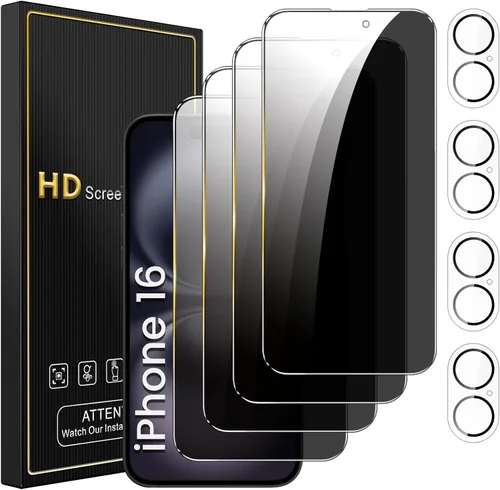 Miniatura 29 de Romkasi Paquete de 3 protectores de pantalla de privacidad para iPhone 11 de 6.1 pulgadas con 3 protectores de lente de cámara, película de vidrio