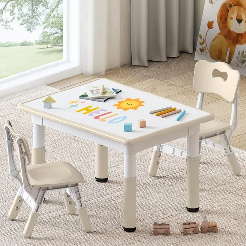 Miniatura 12 de GITAWUSA Juego de mesa y sillas de estudio para niños, juego de mesa y sillas para niños de 3 a 8 años, 31.5 pulgadas de largo x 23.6 pulgadas