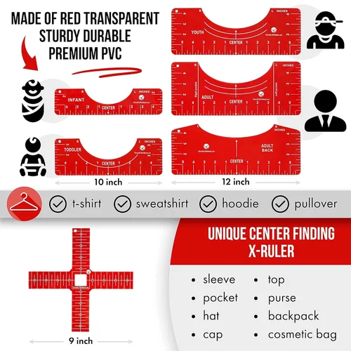 Miniatura 2 de Guía de regla de camiseta para alineación de vinilo – Guía de regla de camiseta para prensa de calor, herramienta de medición de camisa para prensa