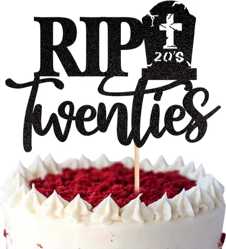 Miniatura 10 de 1 decoración para tartas Rip Thirties con purpurina negra de la muerte a mis treinta, decoración de pastel Rip to My 30s para funeral de los años