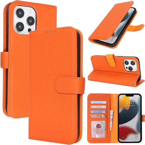 Miniatura 127 de Zouzt Funda para iPhone 11 de 6.1 pulgadas de piel auténtica con 4 ranuras para tarjetas, tarjetero con bloqueo RFID, tapa magnética, función atril