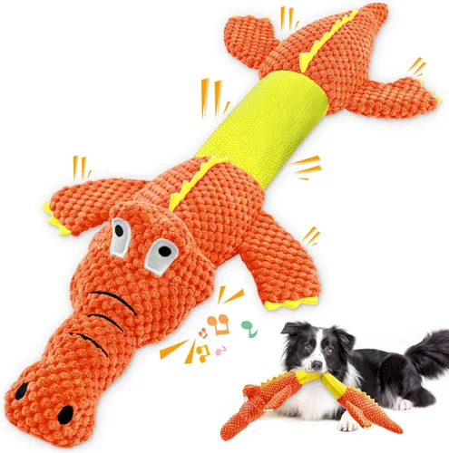 Miniatura 9 de WOWBALA Juguetes interactivos de tira y afloja para perros de razas pequeñas a grandes, juguetes chirriantes de peluche para cachorros con papel