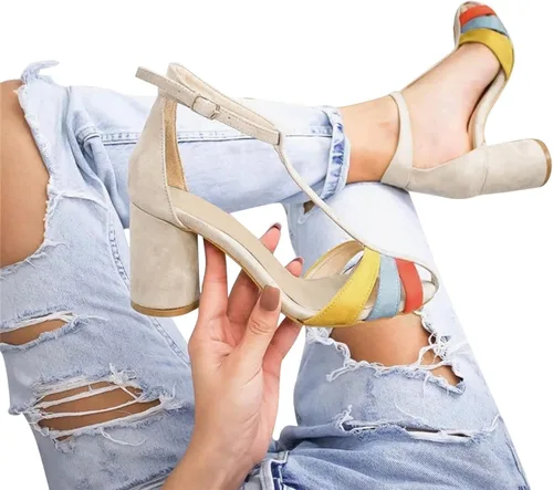 Miniatura 5 de Tenis de moda para mujer, de gamuza de verano, con bloques de color, tacón alto, estilo casual, para mujer
