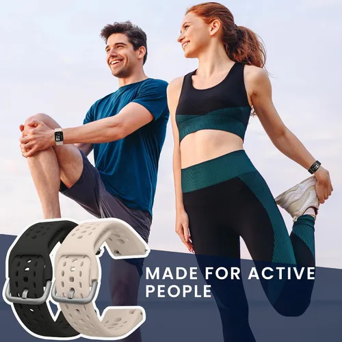 Miniatura 3 de kwmobile Correa compatible con Amazfit Bip 6 / Bip 5 Unity/Bip 5 / GTS 3 / Balance 2 / Correa de repuesto de silicona para reloj - Negro/Gris oscuro