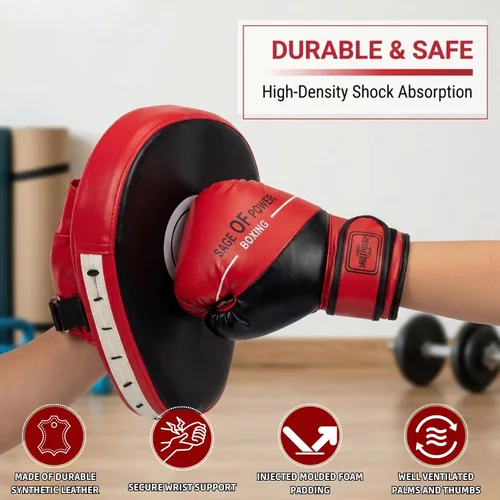Miniatura 8 de Juego de guantes de boxeo y guantes de boxeo 3 en 1 para niños, guantes de boxeo, almohadillas de enfoque con envolturas de mano para niños,