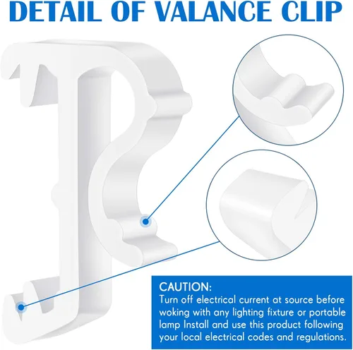 Miniatura 3 de Jetec Clips para ventana de cenefa ciega de 1 pulgada, clips de retención de cenefa de plástico blanco oculto (12 piezas)