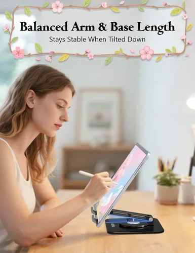 Miniatura 5 de Soporte para Tablet para iPad, Soporte Plegable de Aluminio Giratorio 360° – Soporte de Escritorio Ajustable Compatible con iPad Pro 12.9/11