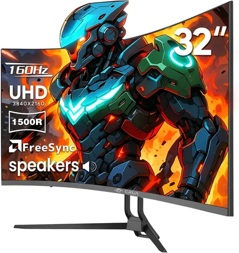 Miniatura 8 de CRUA Monitor curvo de 27 pulgadas, panel VA FHD (1920 x 1080P), 100 HZ, monitor de computadora profesional 120% sRGB, biseles estrechos en tres