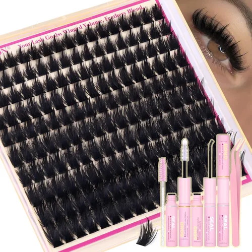 Miniatura 20 de Extensiones de racimos de pestañas voluminosas con racimos de manga puntiagudos, 300D, pestañas de 10-18 mm de grosor, extensiones de pestañas