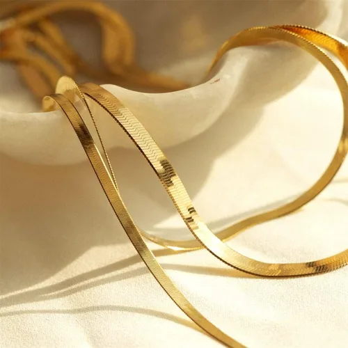Miniatura 7 de DEARMAY 14K Gold Necklaces for Women, Dainty Gold Herringbone Choker Necklace for Women Thin Layered Chunky Snake Chain Necklaces Jewelry for Teen