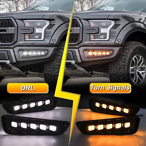 Miniatura 5 de Auto-Tech - 1 par de luces LED diurnas con señal de giro DRL kit de repuesto para Ford F-150 Raptor 2017-2019