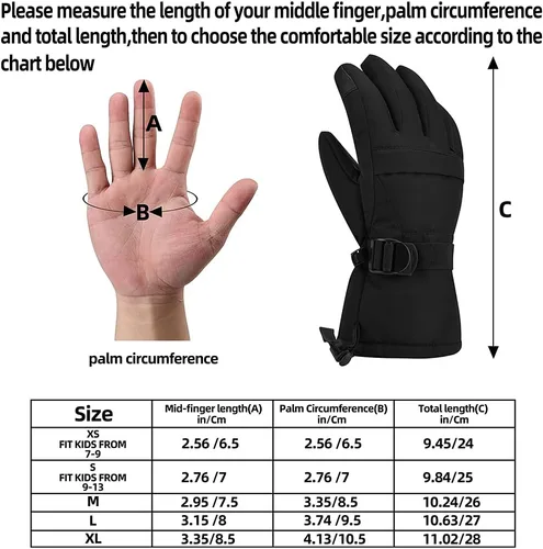 Miniatura 6 de Guantes de esquí, guantes de nieve impermeables y transpirables para clima frío, se adaptan tanto a hombres como a mujeres, para padres e hijos al