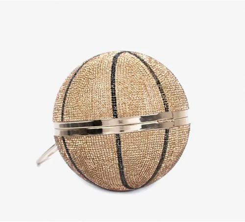 Miniatura 23 de UMREN Bolso cruzado con forma de baloncesto para mujer, con diamantes de imitación, bola redonda de cristal, bolso de mano para fiesta de boda