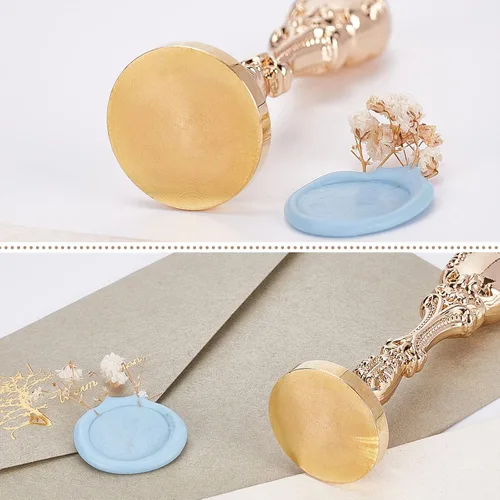 Miniatura 4 de CRASPIRE Sello de cera en blanco de 1.181 in, cabeza redonda de latón extraíble con mango de metal vintage para sellar sobres, regalos, tarjetas