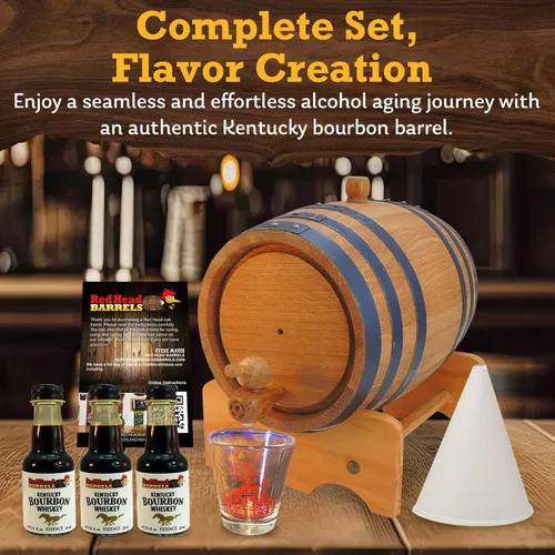 Miniatura 5 de Red Head Barrels Barril de whisky de roble blanco americano carbonizado de 3 litros con esencia saborizante de bourbon de Kentucky, kit de cerveza