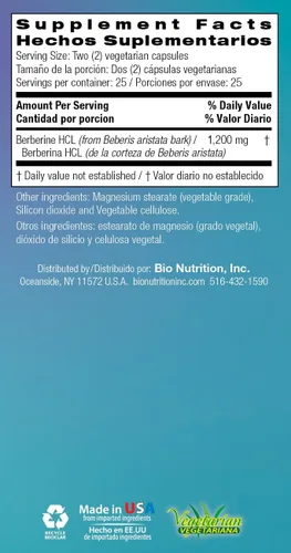 Miniatura 6 de Bio Nutrition Advanced Berberine 50 Cápsulas Vegetarianas 1,200 mg de berberina por porción Apoyo para el bienestar herbario Fórmula