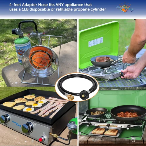 Miniatura 8 de Flame King Kit de transportador de gas – Funda de transporte protectora aislada para tanque de propano de 5 libras más manguera adaptadora
