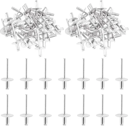 Miniatura 10 de Swpeet 260 piezas de 7 tamaños 3/16" 1/8" 5/32" - M3.2/4/4.8 Kit surtido de remaches ciegos de aluminio con brida grande, remaches plateados