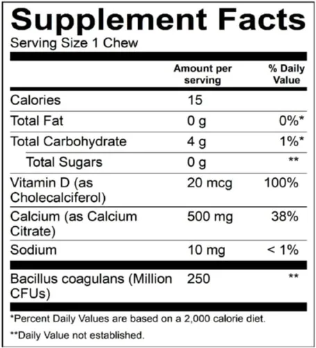Miniatura 9 de BariatricPal Masticables suaves de citrato de calcio sin azúcar, 500 mg con probióticos (90 unidades) - vainilla de caramelo francés