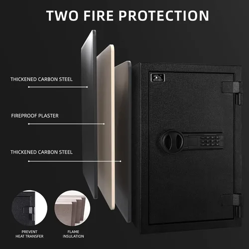 Miniatura 5 de TIGERKING Caja fuerte ignífuga, 1.8 pies cúbicos, caja de seguridad digital grande de acero con teclado de botón de código, resistente para el hogar