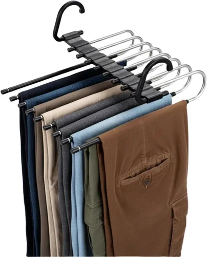 Miniatura 4 de Paquete de 2 perchas plegables de 9 capas para pantalones que ahorran espacio, percha multifuncional para pantalones, percha con agujero para colgar