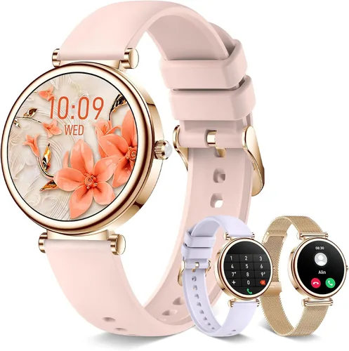 Miniatura 8 de Reloj inteligente para mujer, reloj inteligente de 1.27 pulgadas con llamada Bluetooth, oro rosa y rosa