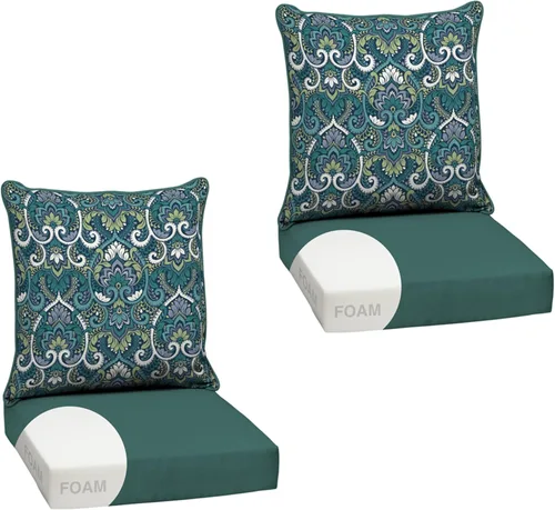 Miniatura 168 de Arden Outdoor Deep Seat Cushion Set, 24 x 24 pulgadas, Cojín para patio resistente al clima, a la lluvia y a la decoloración para silla, sofá y sofá