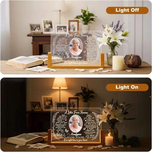 Miniatura 2 de Placa de luz conmemorativa personalizada con foto, regalo de condolencias personalizado por la pérdida de mamá, papá o ser querido, recuerdo