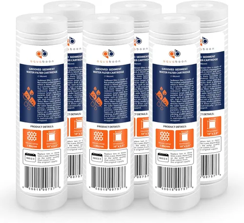 Aquaboon cartucho de filtro de agua de sedimento ranurado, 10 pulgadas x 2.5 pulgadas, para cualquier unidad RO