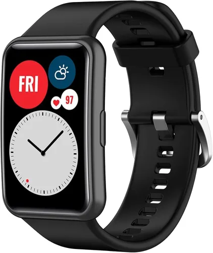 Miniatura 10 de YOUkei Sport - Correa deportiva de repuesto de silicona suave compatible con Huawei Watch FIT, Bluetooth, SmartWatch (paquete de 2, blanco y negro)