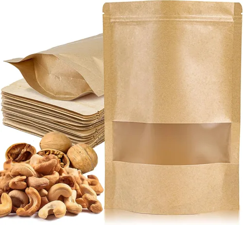 Miniatura 9 de MAQIHAN 50 bolsas de pie – 3.5 x 5.5 pulgadas, bolsas de papel kraft resellables Ziplock para ventana, envasado de alimentos casero, bagel, pan