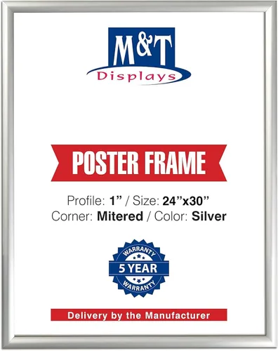 Miniatura 16 de M&T Displays Marco para póster a presión, de 8.5 x 11 pulgadas, color negro, perfil de aluminio de 1 pulgada, carga frontal, montaje en pared, foto