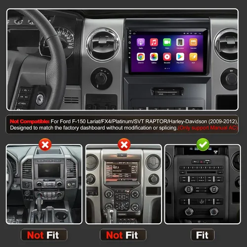 Miniatura 3 de (Solo para manual AC) [4+64G] Estéreo de coche con Carplay inalámbrico y Android Auto para Ford F150 2009 2010 2011 2012 Android 13 9 pulgadas