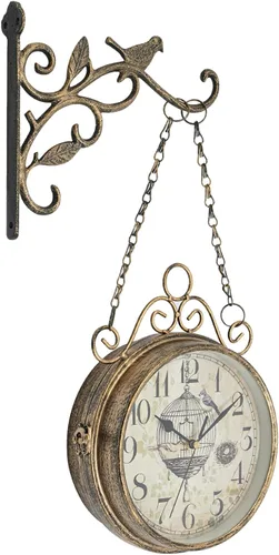 Reloj de pared de doble cara de 7.7 pulgadas, estilo europeo, vintage, sin tictac, para cafeterías, bares, arte decorativo, decoración antigua,