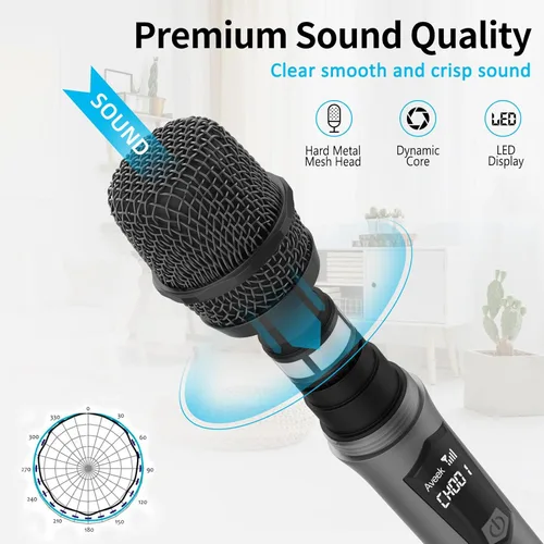 Miniatura 6 de Aveek Micrófono inalámbrico de karaoke, micrófono de mano con receptor recargable, para altavoces y amplificadores con alimentación, juego
