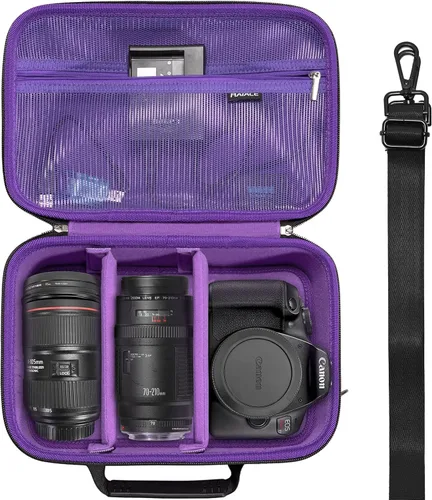Miniatura 10 de RAIACE Funda rígida compatible con Canon EOS Rebel T7/T100/T6/R100/R50/R5/R7/R8, para Sony, para cámara Nikon. Bolsa de cámara de gran capacidad