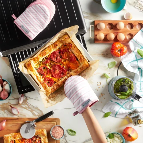 Miniatura 5 de KitchenAid Albany - Juego de 2 manoplas para horno pequeñas, color rosa seco, 5.5 x 8 pulgadas Rosa seca