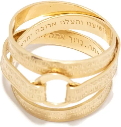 Miniatura 6 de Anillo de declaración para mujer, anillo único de latón chapado en oro grabado con bendición hebrea de la Cabalá espiritual para la salud, regalo